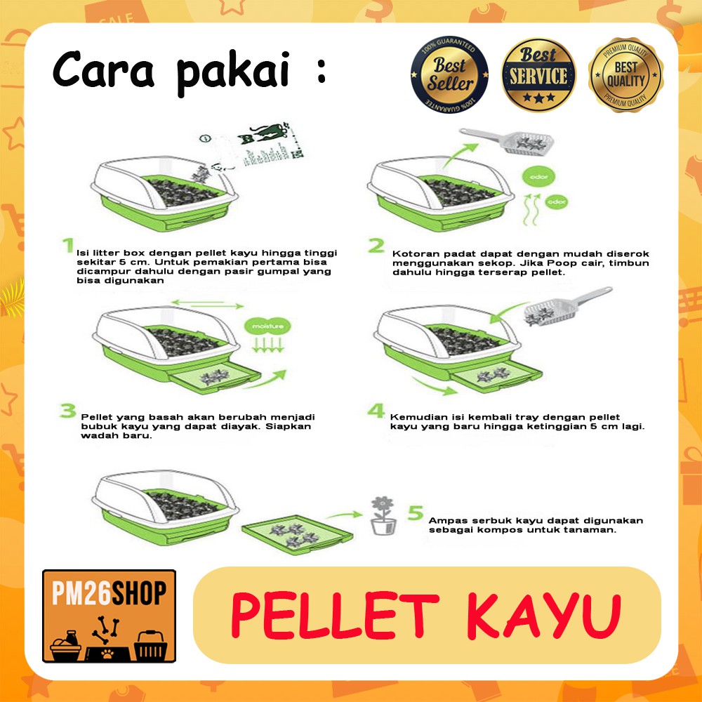 Wood Pellet Wood Pelet Kayu Alas Kandang Hewan Kucing Hamter 1 Kg