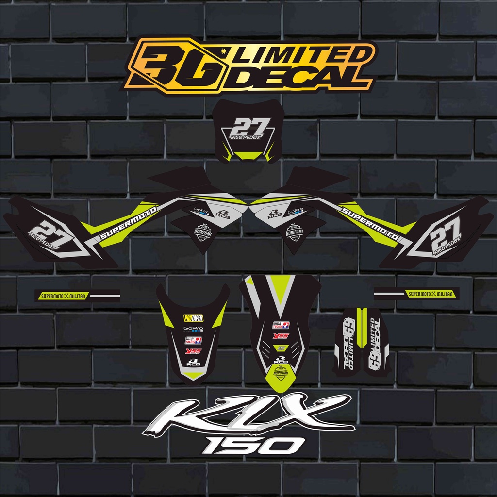 Decal KLX DTRACKER Motif Supermoto Hijau Stabilo