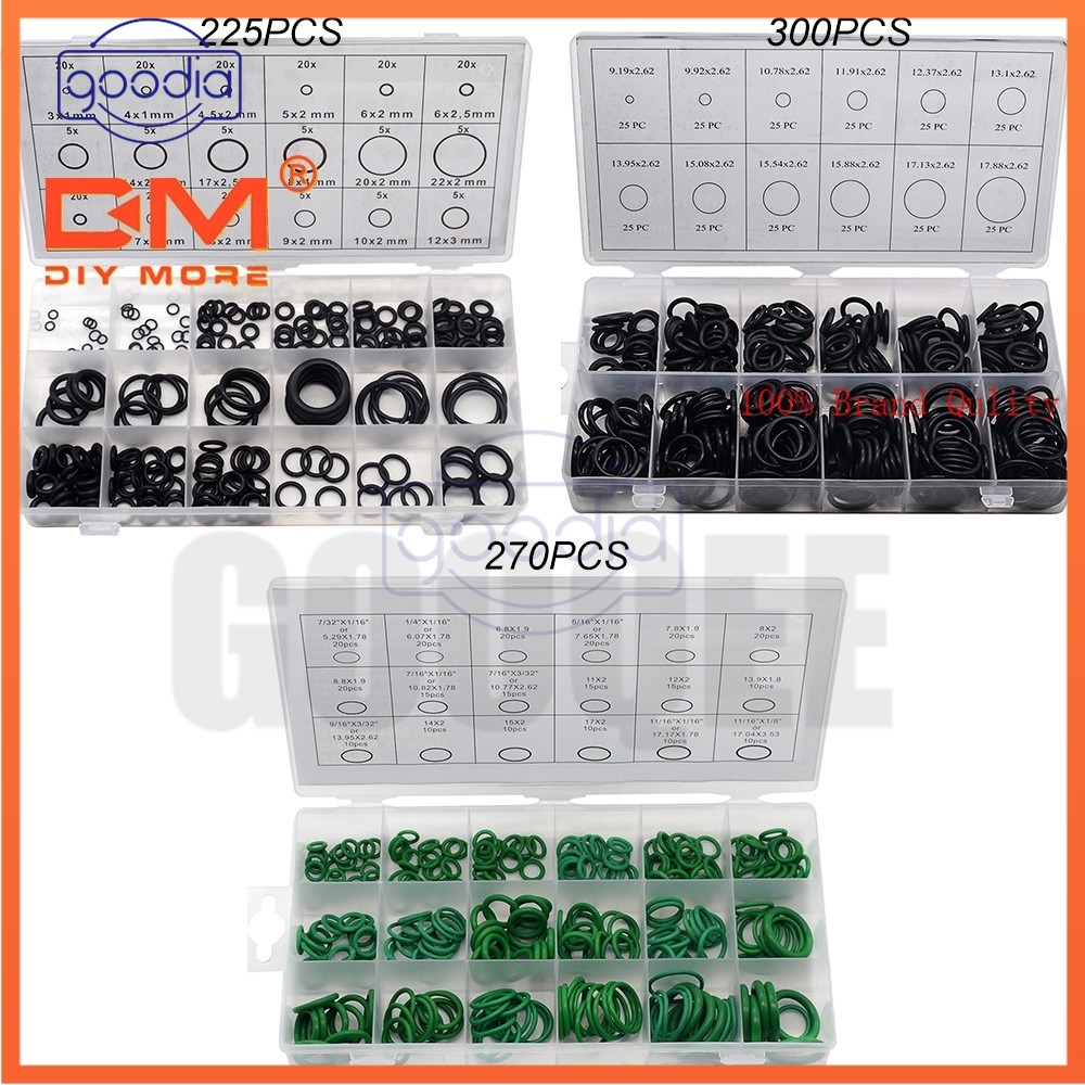 ✫〖ready to ship/COD〗✫ Diy225pcs 270pcs 300pcs Karet Seal O-Ring Warna Hitam Untuk Gasket Mobil