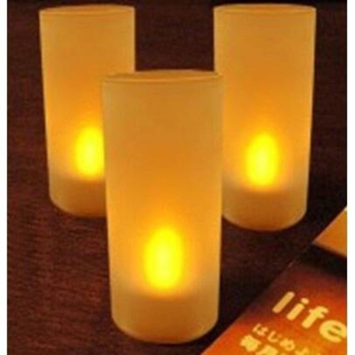lilin elektrik nyala kuning bisa DITIUP seperti lilin asli FREE GELAS