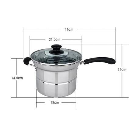 PANCI 3 IN 1/COOKING POT 3 IN 1/DEEP FRYER/PANCI KUKUS,GORENG,REBUS/PANCI MULTIFUNGSI PANCI 218 Panci Goreng Kukus deep Frying Steamer 22cm Serbaguna 2401