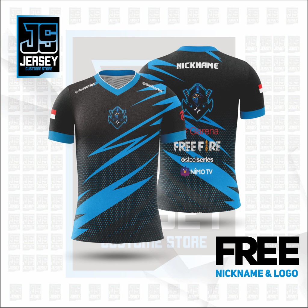 BAJU KAOS JERSEY GAMING FREE FIRE / GUILD FREE FIRE BISA GANTI NICKNAME DAN LOGO