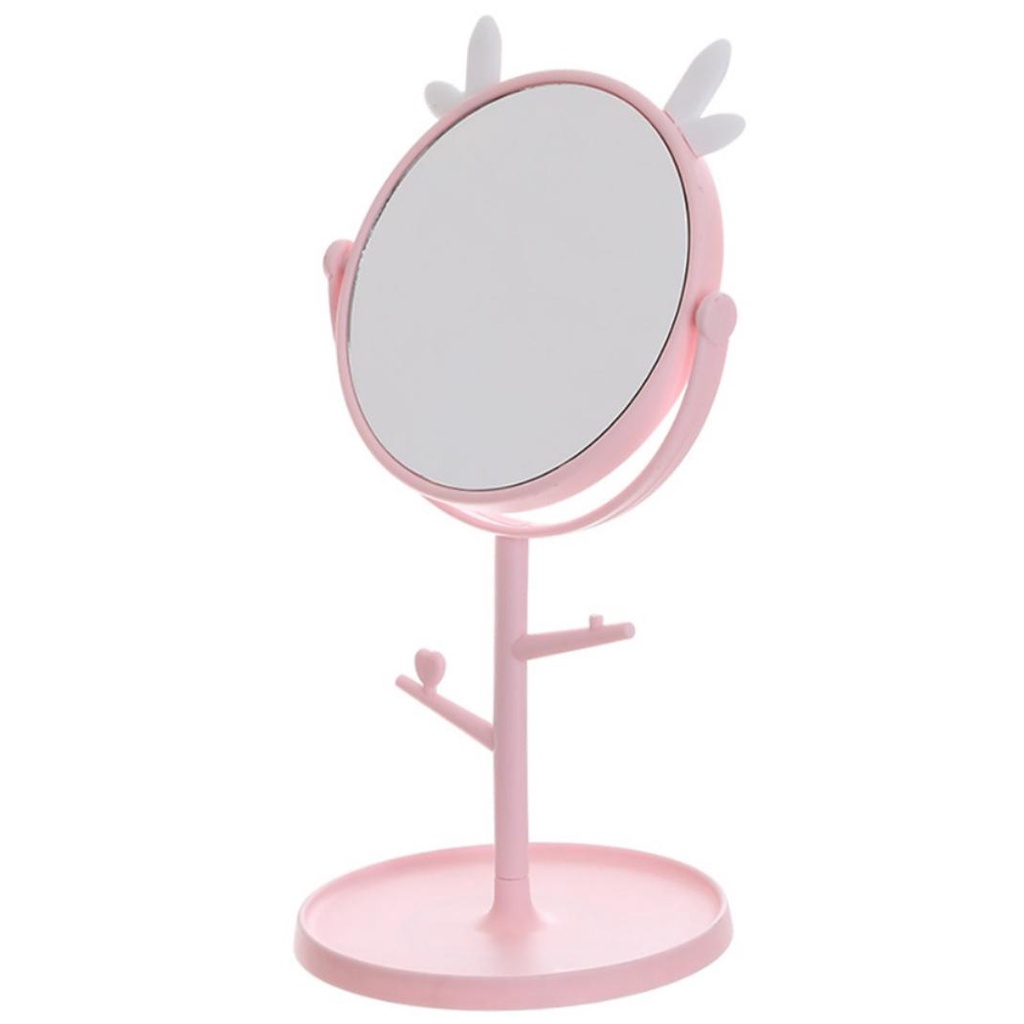 Cermin Motif Telinga Kucing Lucu / Make Up Bulat Kaca Meja Rias Standing Mirror