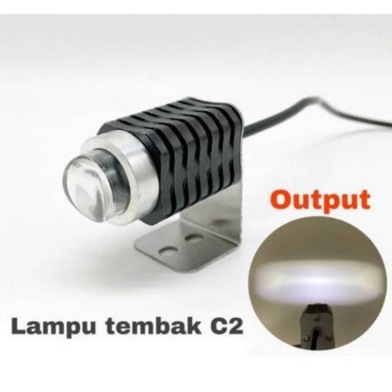 Lampu Tembak Sorot Led C2 Mini Lensa Motor Cat Eye 3Mode bisa flash