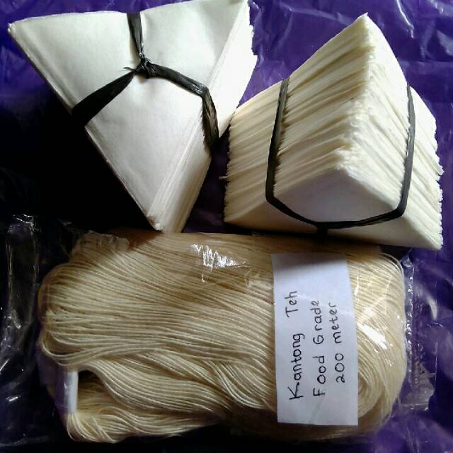 

Kantong teh segitiga 1000 pcs + benang food grade ukm