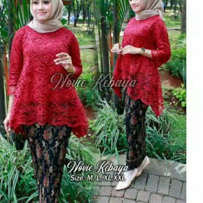 ❅ REAL PICT SETELAN KEBAYA RINJANI JUMBO LD 130 + ROK  KEBAYA WISUDA ➣