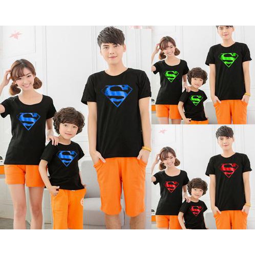 Promo Baju Keluarga / Kaos Fm Superman Foil Hero Family Couple Black