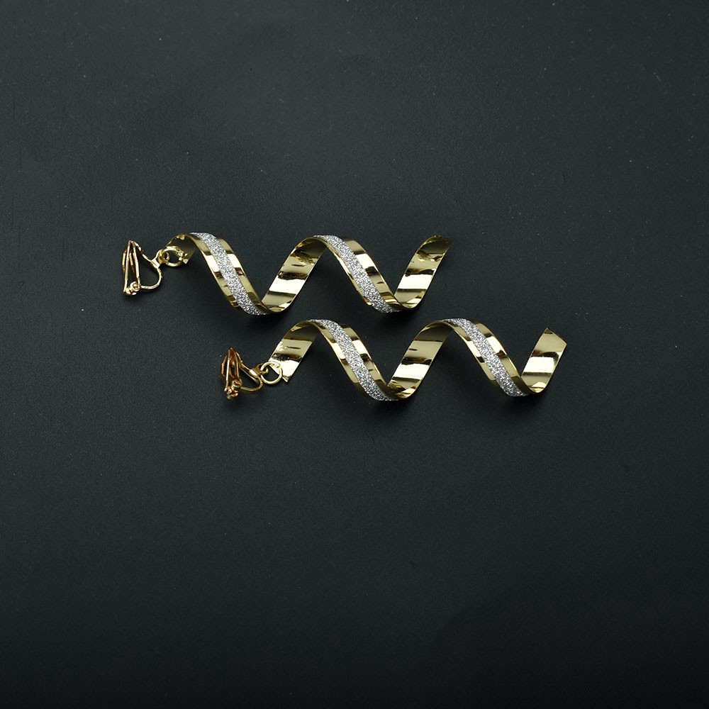 Anting Klip Tanpa Tindik Model Spiral Geometris Untuk Wanita