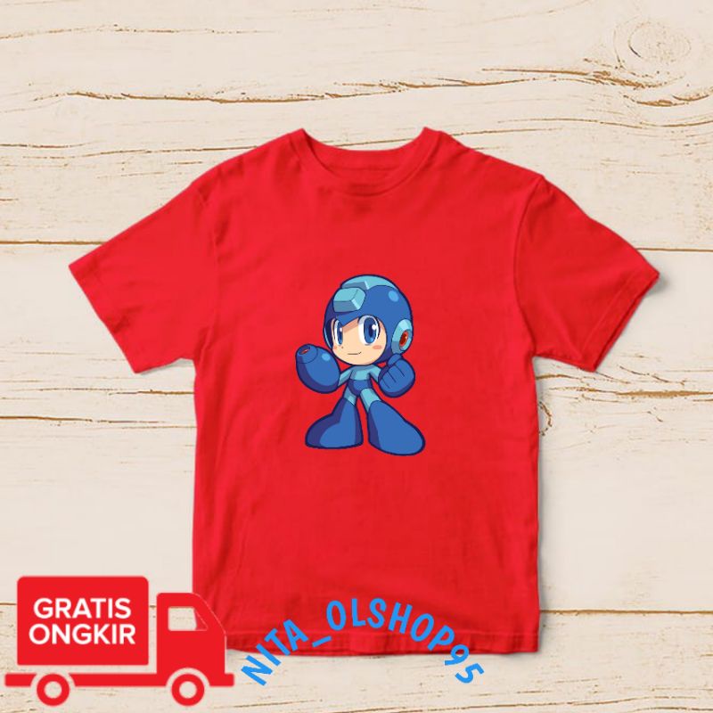 baju anak megaman , baju anak gambar robot , Mega man