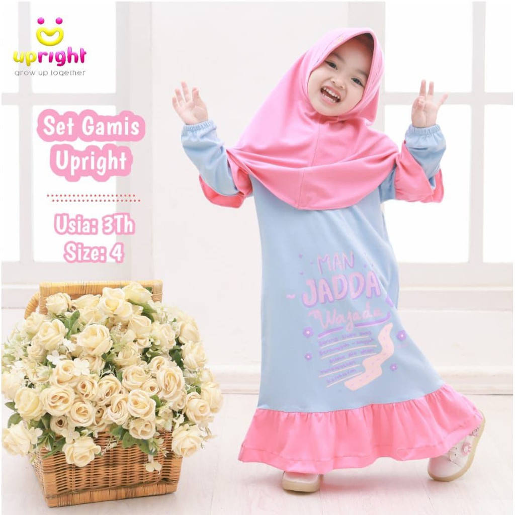 Baju muslimah anak Gamis set Jilbab Gamis terbaru Upright