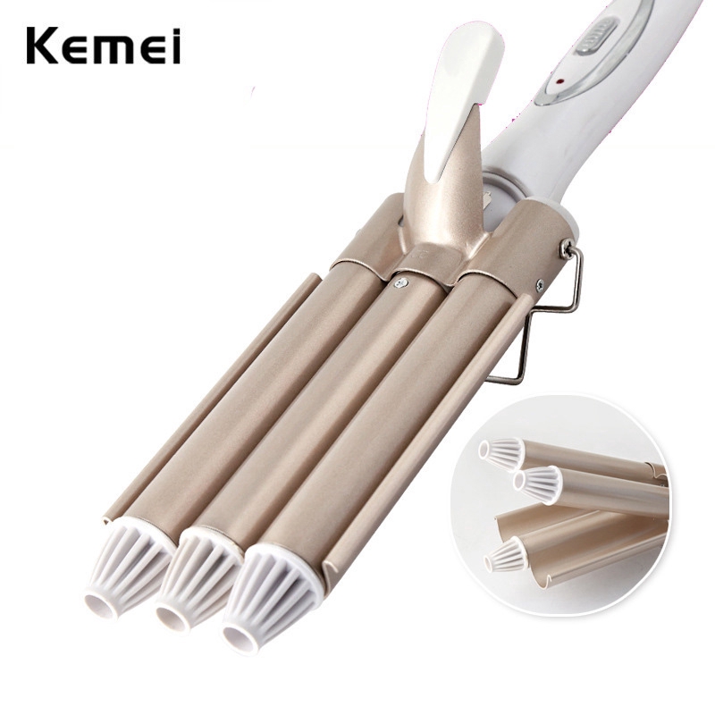 

Kemei Curling Iron Keramik Tiga Barel Hair Styler Hair Waver Alat Styling 110-220 V Penjepit Rambut