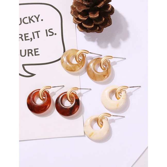 LRC Anting Tusuk Fashion Alloy Resin Ring Earrings F3599X