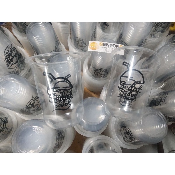 Sablon Gelas Cup Oval 14 Oz Merk Hokka-ku Tebal, 7 gram / gelas cup sablon / gelas custom / gelas sablon / gelas plastik sablon