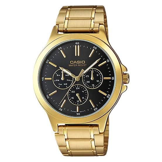 JAM TANGAN RANTAI PRIA / WANITA  CASIO MTP V300D ANALOG QUARTZ GROSIR IMPORT STAINLESS STEEL CS014-6