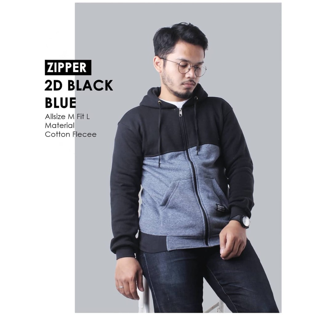 JAKET UNISEX ZIPP 2D BLACK BLUE