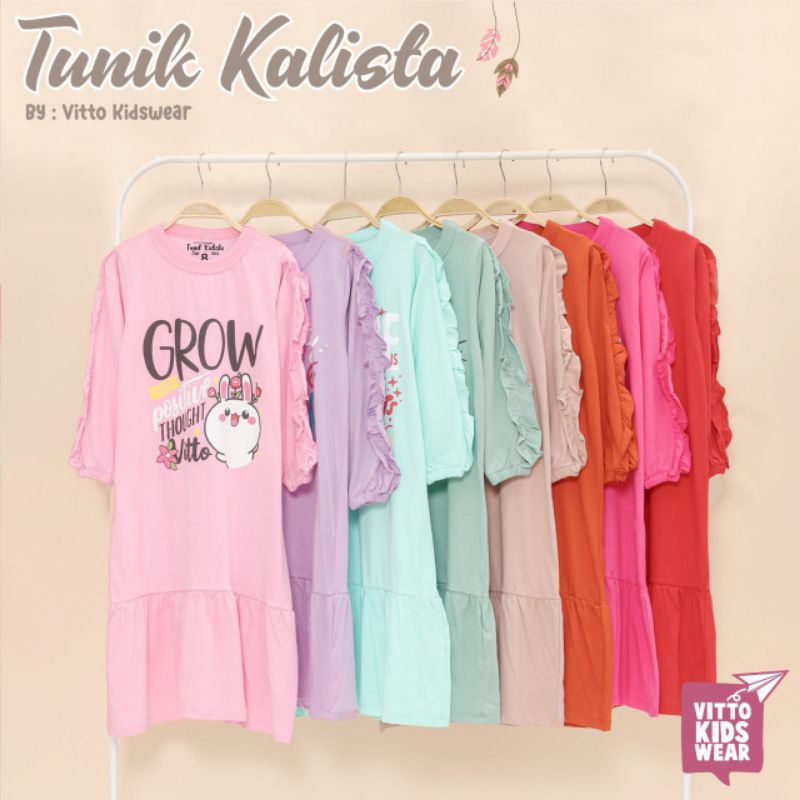 Baju Kaos Tunik Atasan Anak Remaja Perempuan 6 7 8 9 10 11 12 13 14 Tahun Vitto Kidswear