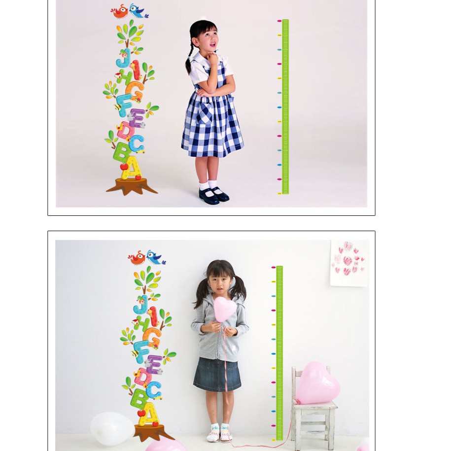 RELIZA WALL STICKER PENGUKUR TINGGI BADAN ALPHABET HURUF STUDY ANAK STIKER DINDING XY8096