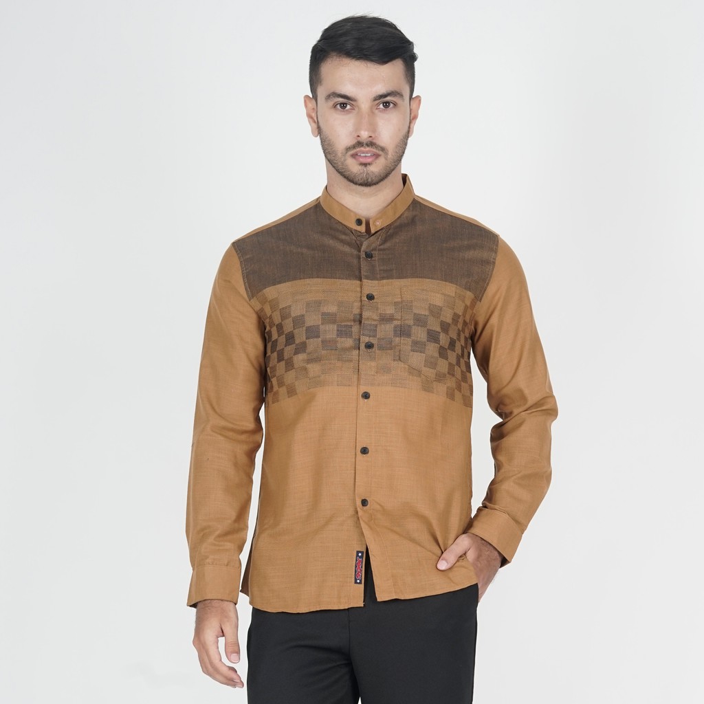 Baju Muslim Kemeja Koko Kerah Shanghai Warna Coklat Baju Muslim Kemeja Koko Kerah Shanghai Warna Coklat