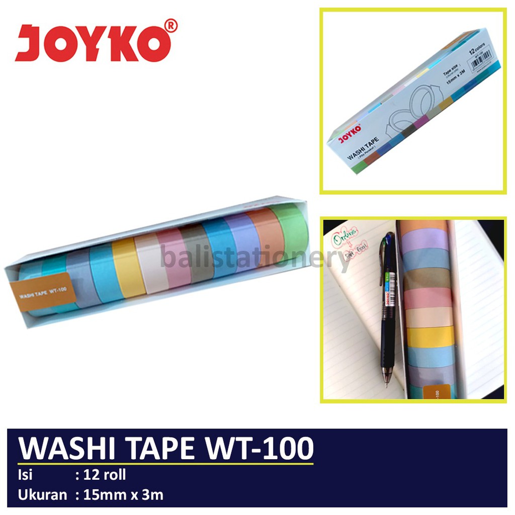 

Masking Tape Pastel Set isi 12pcs/Washi Tape Joyko WT-100