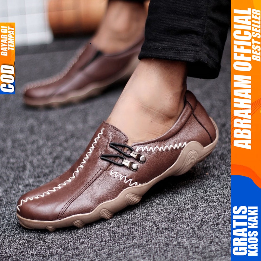 Abraham Knit - Sepatu Formal Pria Pantofel Kulit Asli