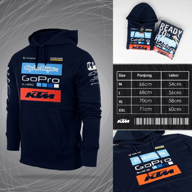 SWEATER HOODIE JAKET PRIA  KTM-TLD SPONSHORSHIP NAVY