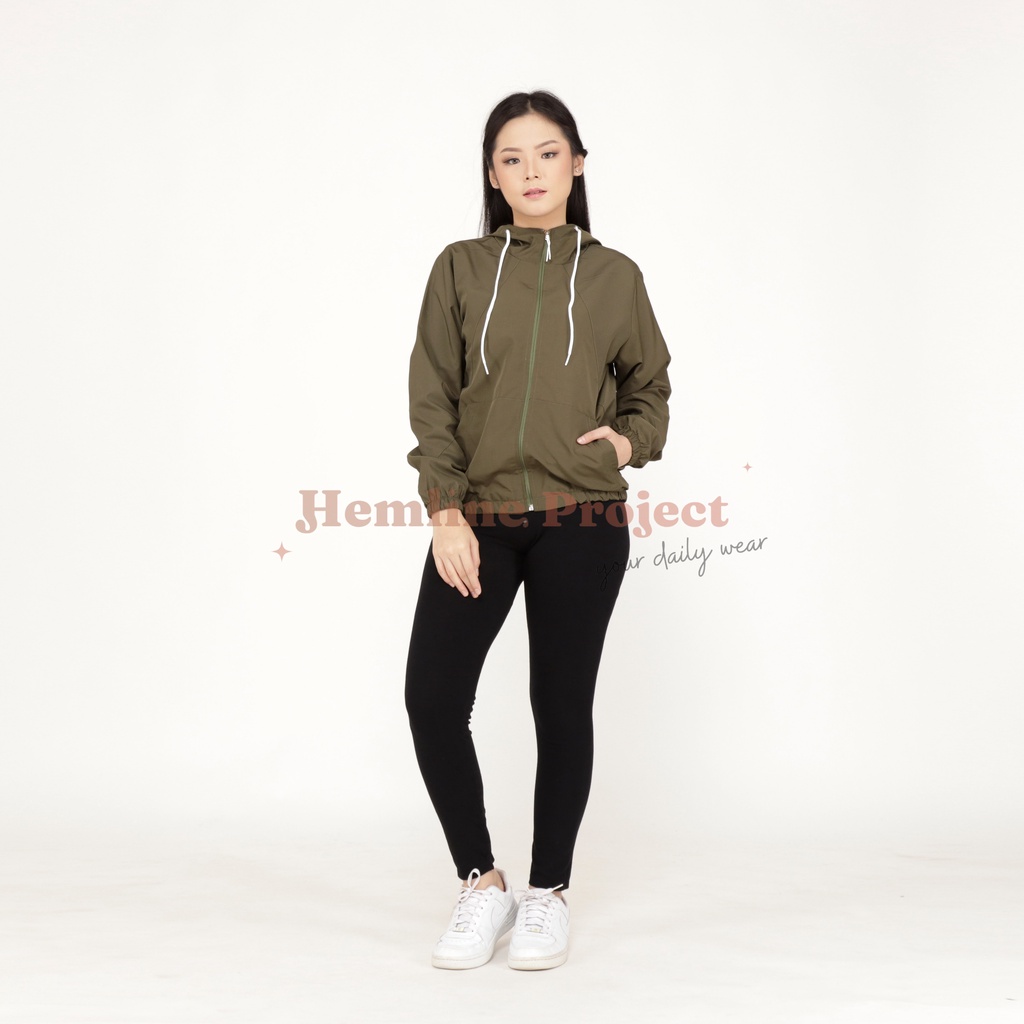 Aima Jaket Army - Jaket Parasut Hoodie Wanita