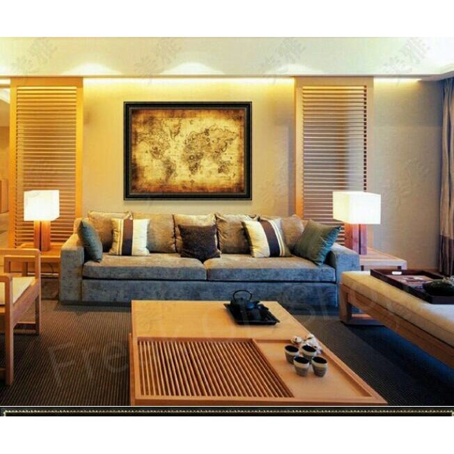 Large Vintage Style Retro Kraft Paper Poster Map Peta Dunia Kuno