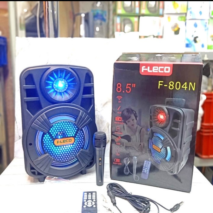 Speaker Bluetooth Karaoke Fleco F-804N Terbaru Uk 8'5Inch bonus mic
