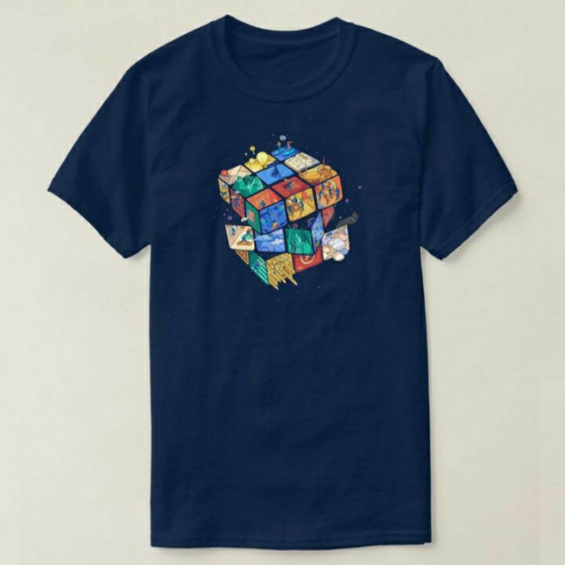 kaos navy rubik aesthetic casual simpel (bisa costum desain sendiri)