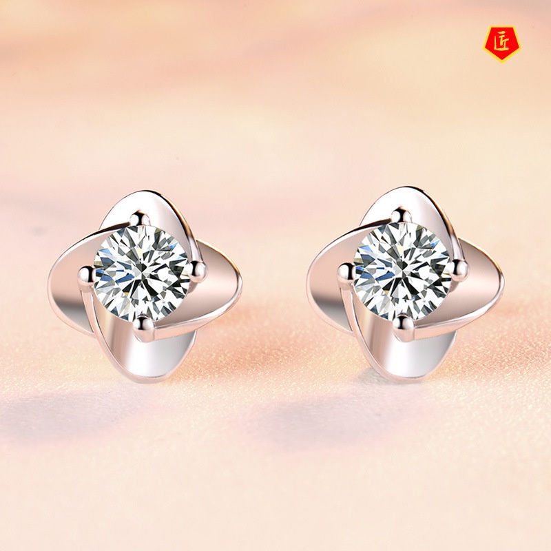 [Ready Stock]925 Silver Stud Earrings for Women Fashion All-Match