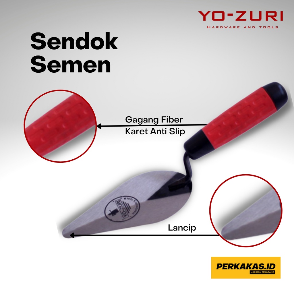 Sendok Semen Stainless Steel Gagang Fiber 6 7 8 Inch YOZURI