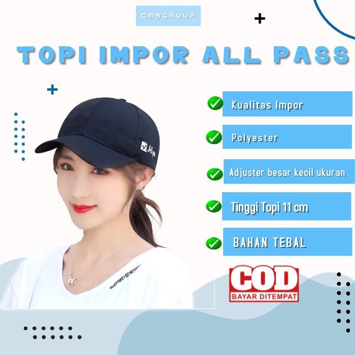 Topi  Impor Trendy Unisex  SIMPLE ALL PASS topi baseball Golf