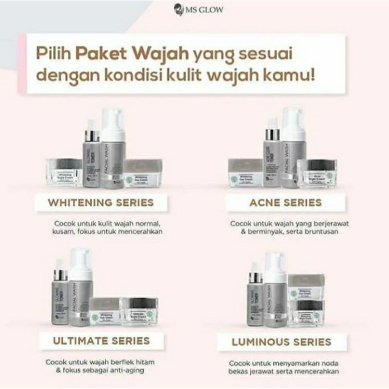 MS GLOW Paketan Dan Eceran TONER, FACIAL WASH, NIGHT CREAM, DAY CREAM,SERUM