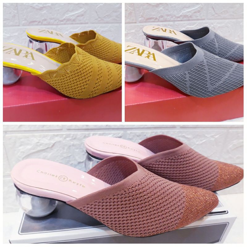 sandal zara,ck slop rajut import