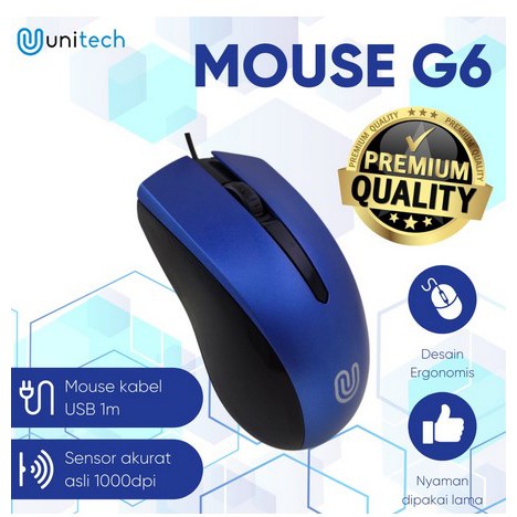 itstore Mouse Kabel Optikal G6 Unitech Wired Kabel USB 1000DPI For Laptop PC Gadget