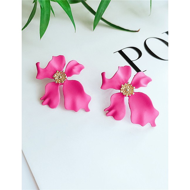 LRC Anting Tusuk Fashion Yellow Alloy Irregular Flower Earrings F6718X