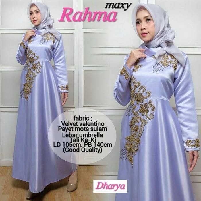 TERLARIS PAKAIAN SET GAMIS WANITA MUSLIM SYARI LEBARAN xl jumbo bigsize emas gold gaun pesta wanita
