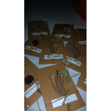 gretting card kosongan, kartu ucapan bunga kering, dried flower