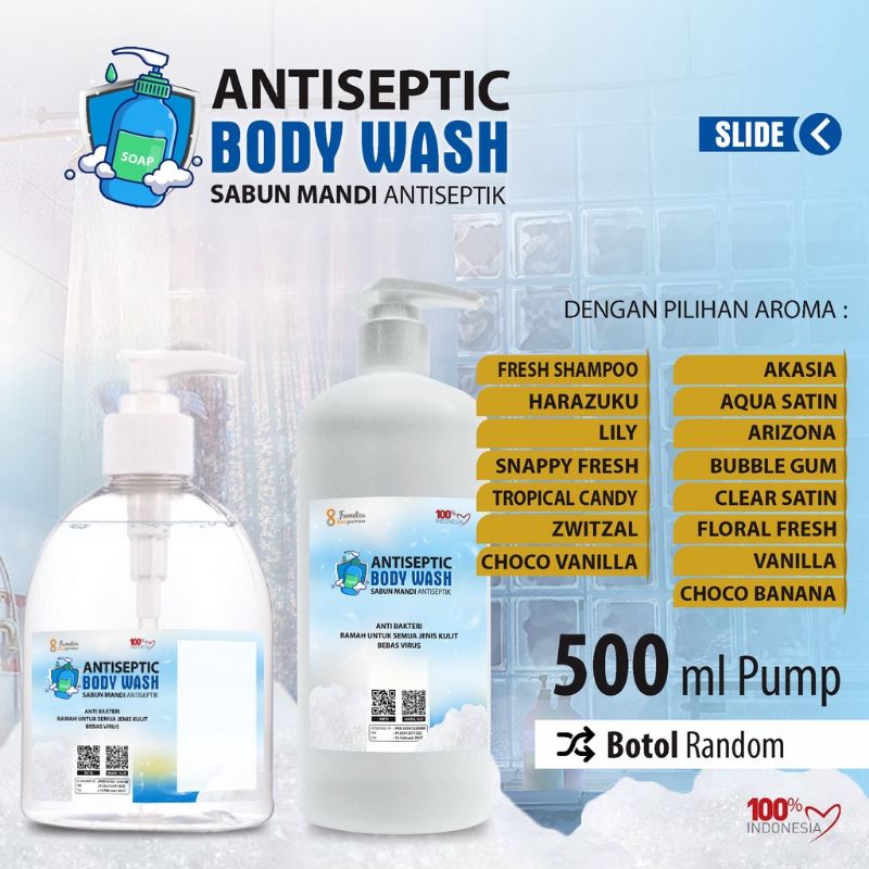 BODY WASH antiseptik aneka aroma wangi kemasa pump 500 ml