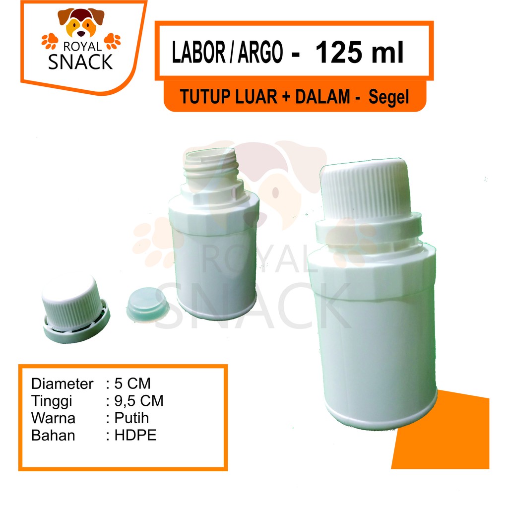 Botol LABOR 125 ml new agro Pert 125ml Plastik HDPE solid pupuk Bulet cc PUTIH