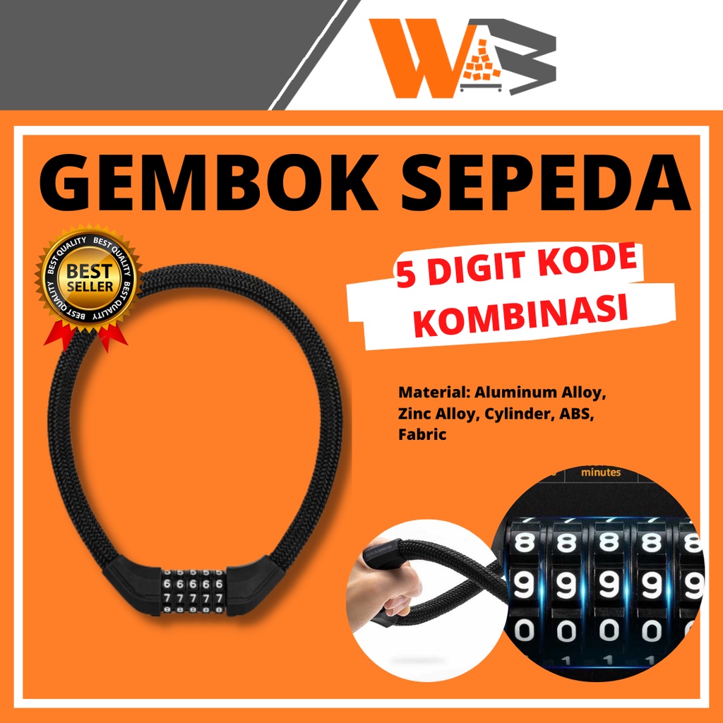 COD Gembok Sepeda Bicycle Lock Kode Angka Password 5 Digit GEMBOK SEPEDA MOTOR ANTI MALING KODE KUNCI RANTAI GEMBOK SEPEDA SEPEDAH 5 DIGIT