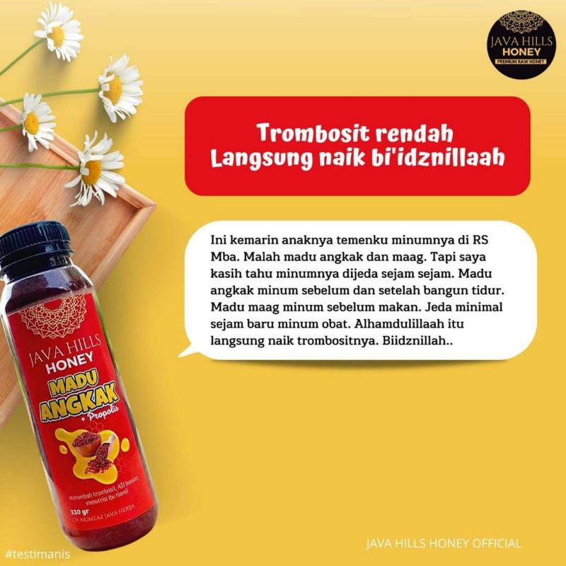 FREE SENDOK KAYU / MADU ANGKAK JAVAHILLS HONEY / JAVA HILLS / MADU ANGKAK / TROMBOSIT