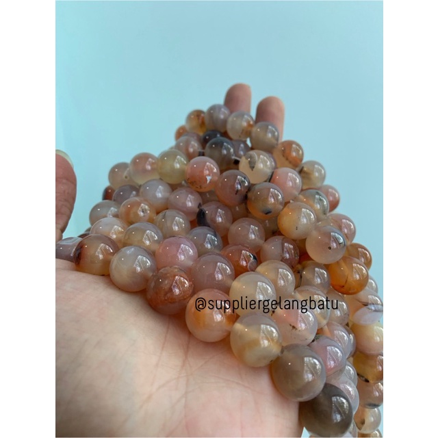 carnelian putih orange 14mm Stone batu healing untuk gelang kalung