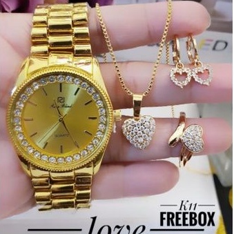 Set perhiasan dan jam tangan wanita 2308