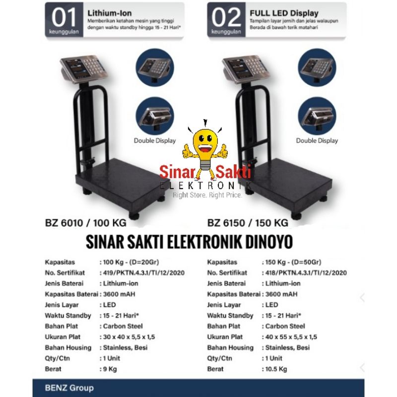 Timbangan Duduk Barang Ekspedisi Paket Digital 100Kg 100 KG Benz Garansi