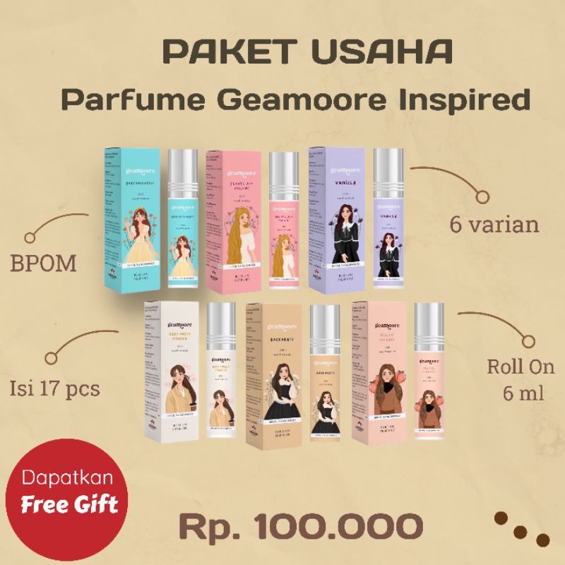 PAKET USAHA PARFUM GEAMORE ROLL ON 6ML & 5ML