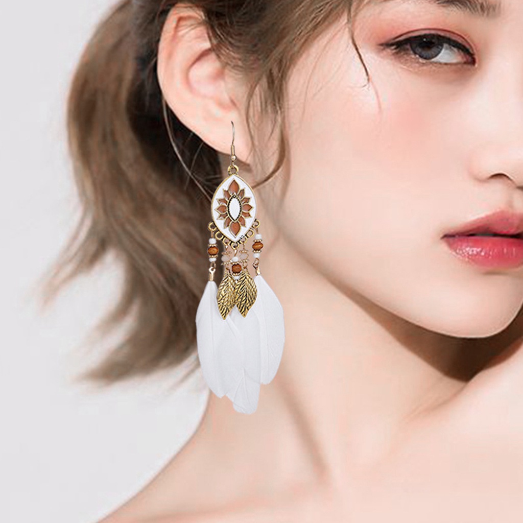 Hu Hu Hu Hu Hu Alat Bantu Pasang Kacamata♡ 1 Pasang Anting Rumbai Bulu Sintetis Gaya Bohemia Untuk Wanita