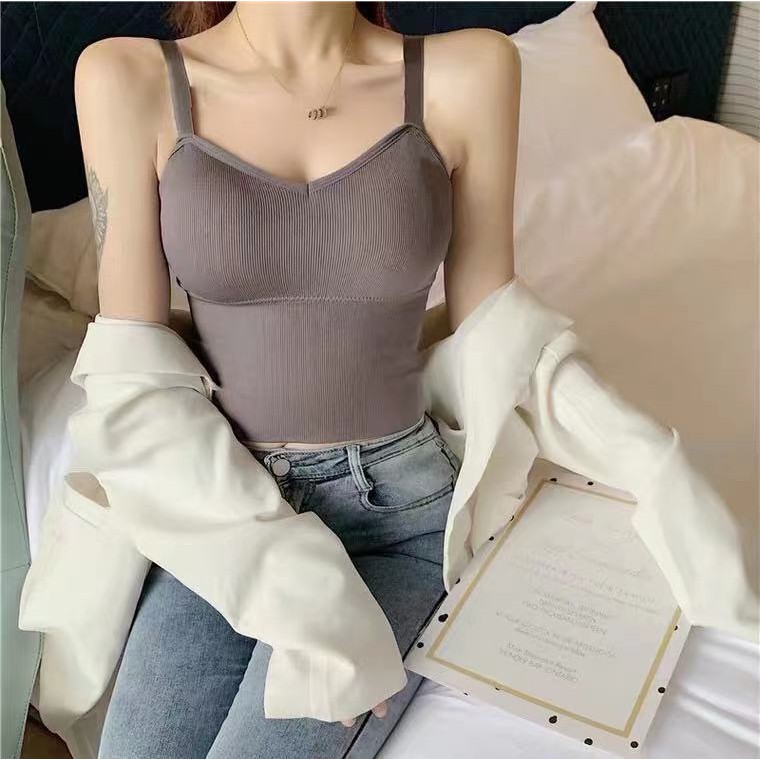 Tank Top Bra / Tanktop Polos Elastis High Quality Crop Top Inner Kaos Tangtop-3