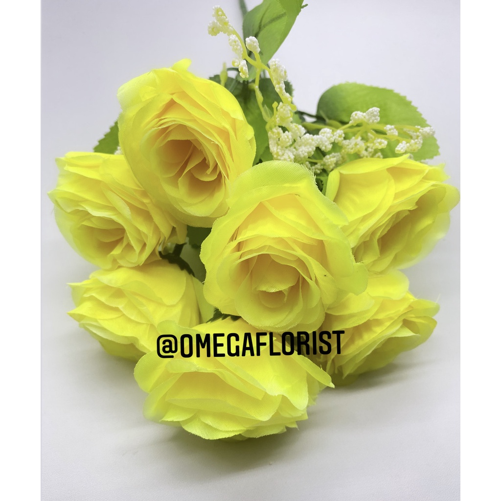 Rose Holland X 7 Bunga Artificial/Bunga Plastik/Bunga Dekorasi/Dekorasi Pernikahan/Pernikahan-Kuning