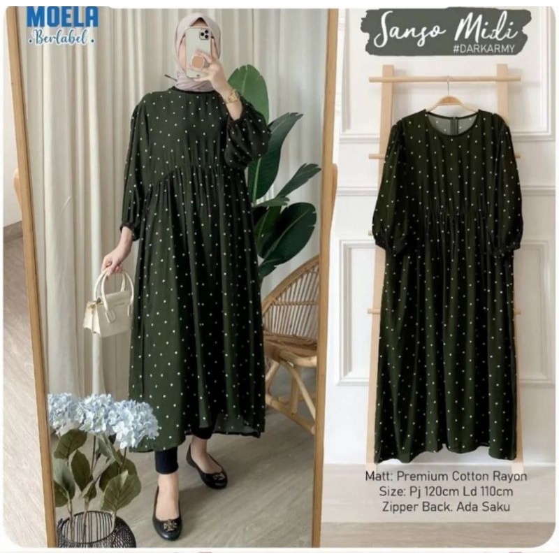 Midi Dress by Moela/Dress Polkadot Tunik